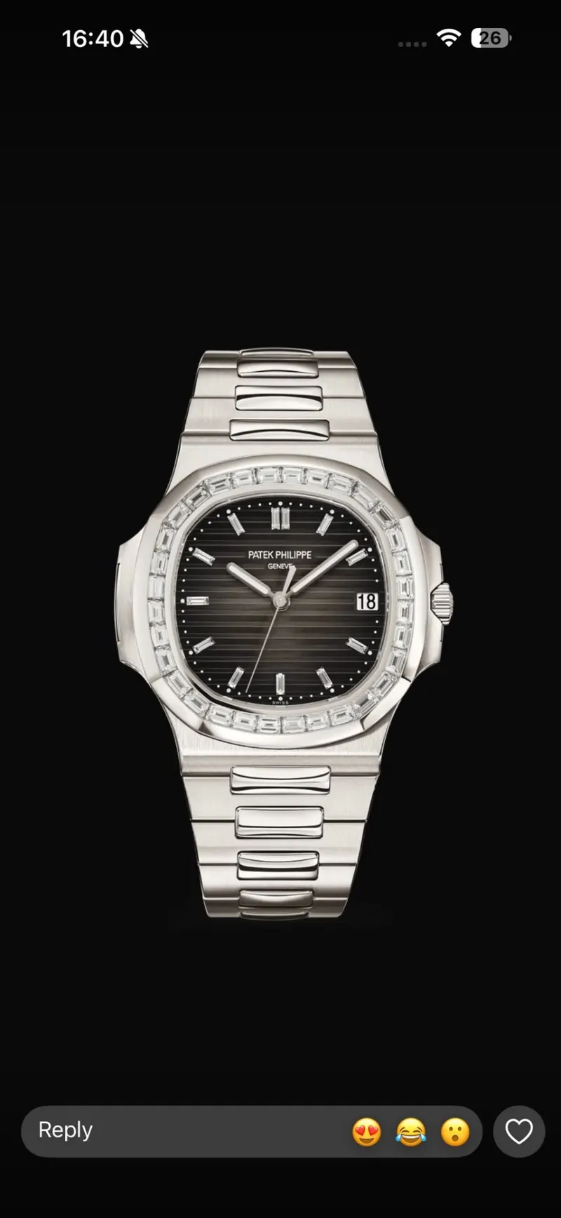 Patek Philippe Nautilus 5711 White Gold Blue Sapphire, White gold, Grey gradient dial, Blue sapphire baguette bezel
