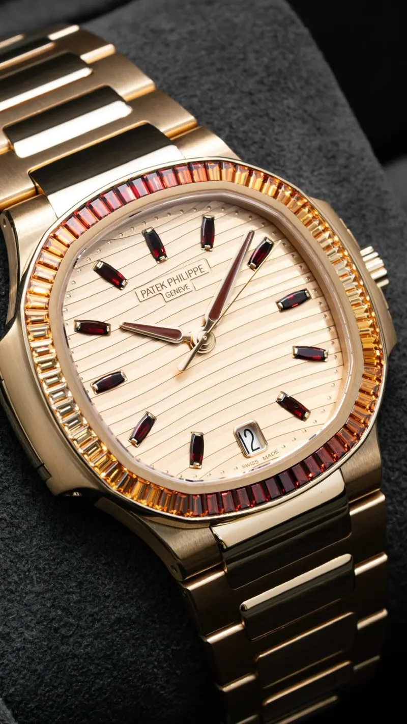 Patek Philippe Nautilus Travel Time Chronograph 5990/1400G Diamond, White gold, Fully baguette-diamond case and bracelet